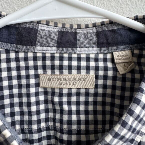 Burberry Men Black White Nova Check Button Down Classic Career Shirt Size Large - Picture 3 of 6